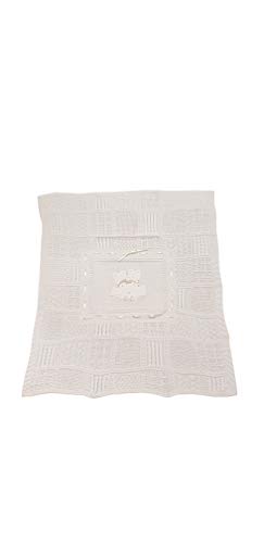 Copertina carrozzina bambino/a scialletto per nascita in cotone 75 x 90 cm vari modelli e colori (IG083/2 PANNA) - Home Shopping Italia