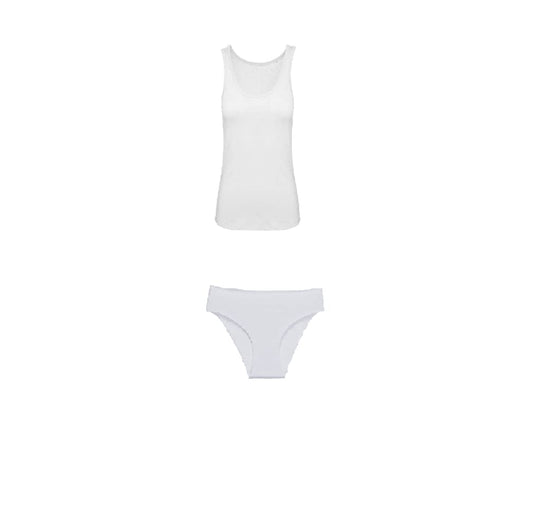Coordinato da donna slip + canotta spalla larga/stretta varie taglie colore bianco - Home Shopping Italia