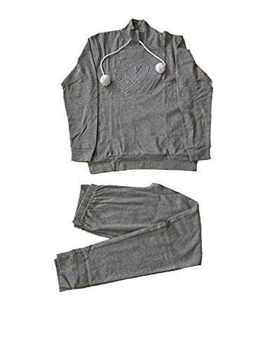 Oronero Pigiama da Donna in Caldo Cotone Lungo Due Pezzi Rosa Grigio Varie Taglie Art. 1015
