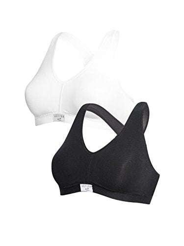 Lady Bella P1350 Reggiseno Sportivo Cotone Donna Traspirante - Brassiere Coppe Preformate non Imbottite e Senza Cuciture - Senza Ferretto e Ganci per Sport e Tempo Libero (Bi-Pack Bianco/Nero, Medium)