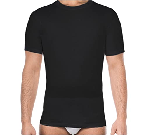 Liabel Maglietta Intima Uomo Felpata 3-6 Pezzi Girocollo Maglia Uomo in Caldo Cotone 2828 (6 Pezzi Nero, XXL) - Home Shopping Italia