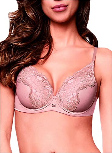 LORMAR 1 Pezzo Reggiseno Donna Plunge Saten Balconcino in Pizzo con Ferretto - Coppa C, PHARD 4C
