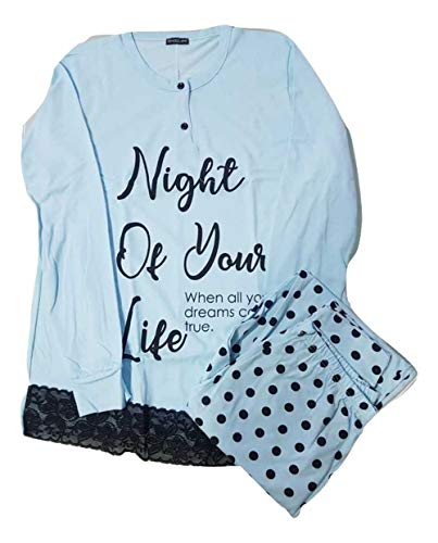 Singolare Pigiama Donna Lungo Serafino Cotone Due Pezzi Art. P1170 Home Shopping Italia