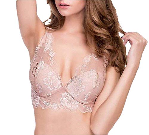 LORMAR Bralette Donna con Ferretto Coppa B in Raffinato Pizzo con Coppe Push Up in Gel con Scollatura Profonda con Taglio Vela. Noisette Tg 3 Home Shopping Italia