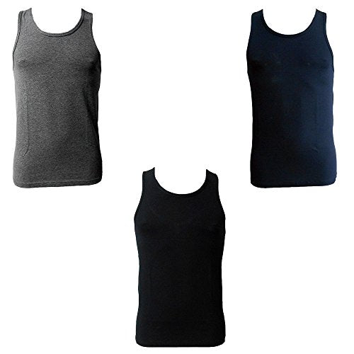 Enrico Coveri 3 Canotte Uomo Spalla Larga Cotone bielatico Art ET1002 (5/L, Nero/Blu/Grigio)