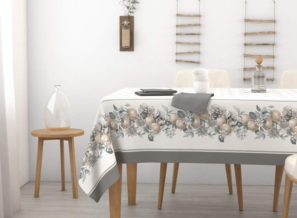 Servizio tavola 6 posti 140x180 12 posti 140x240 fantasia floreale tovaglioli in Rasatello - Irge (Verde (12 posti)) Home Shopping Italia