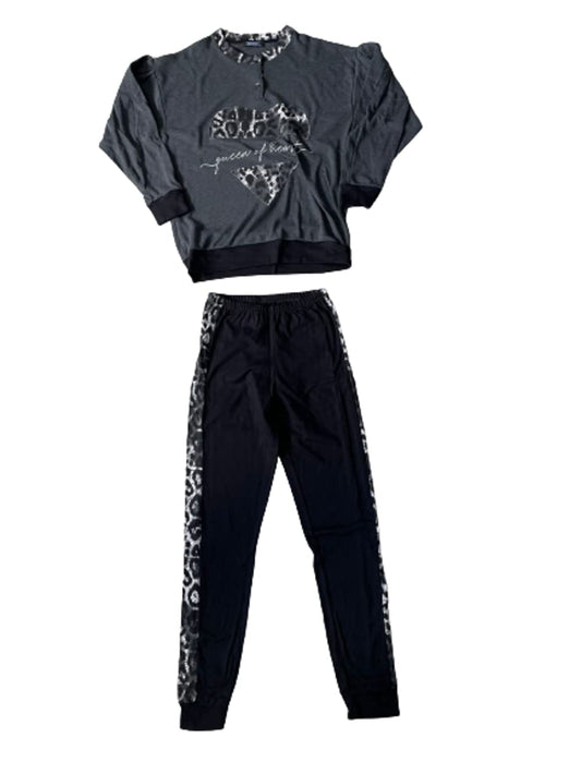 Caracter Pigiama Serafino Lungo Donna Due Pezzi Cotone Interlock Art. P1355 - Exclusive - Home Shopping Italia