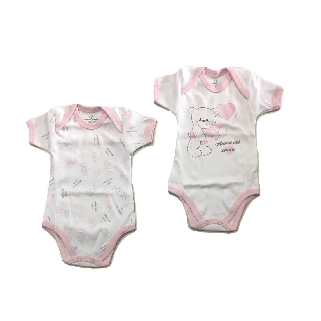 6 body da neonato neonata rosa celeste spalla larga mezza manica caldo cotone o cotone