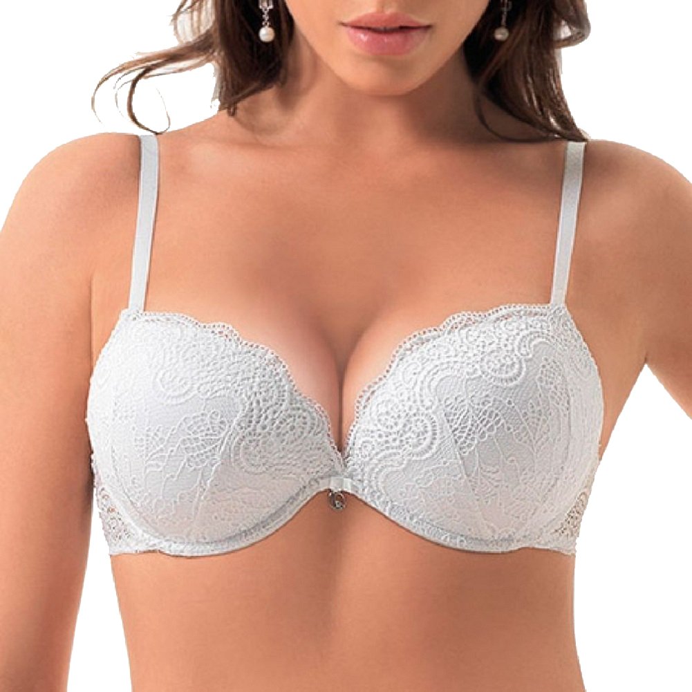 LORMAR Reggiseno Balconcino Double Pizzo Coppe Super Push UP 2 Taglie in più Home Shopping Italia
