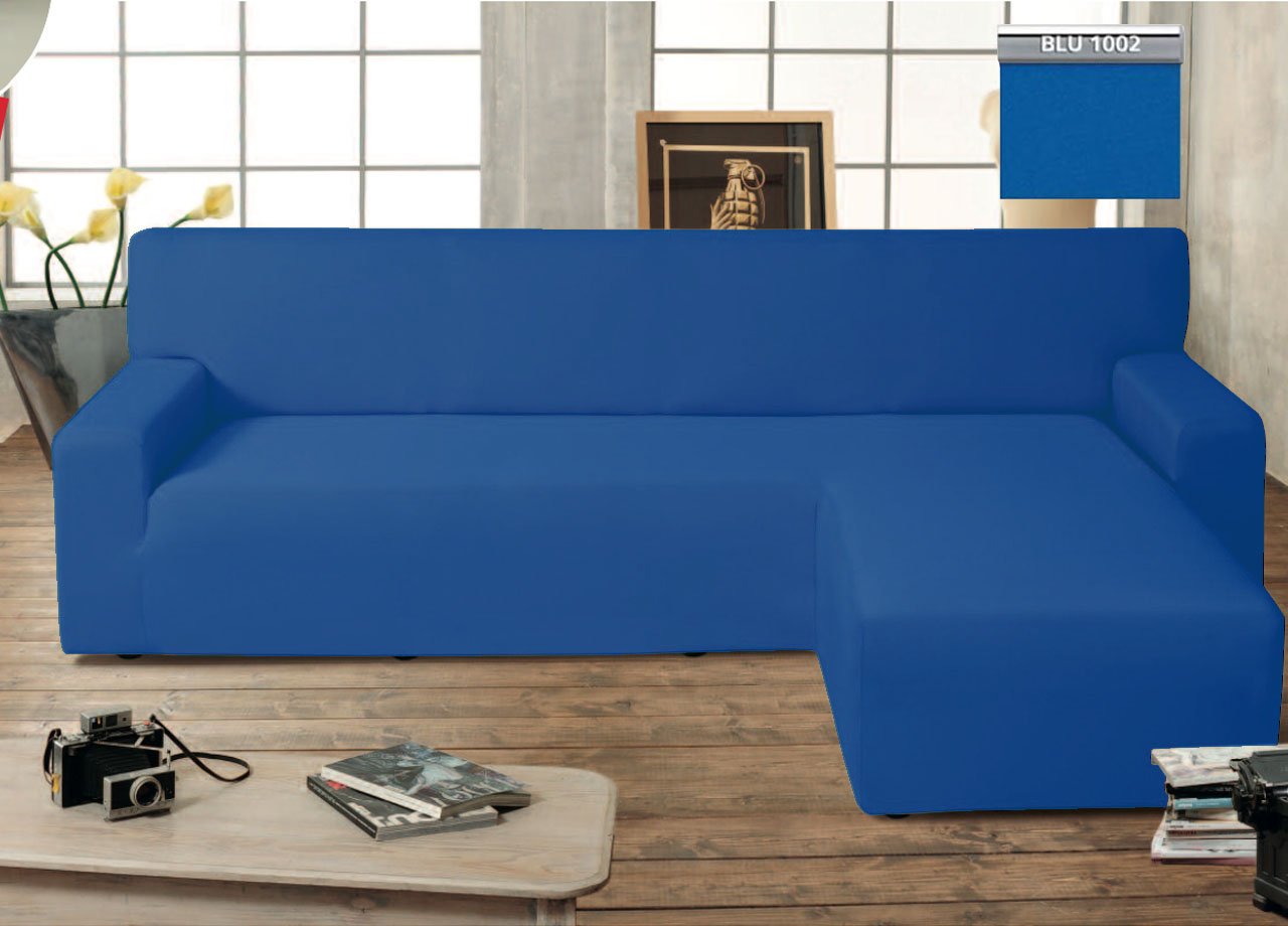 Copridivano Salvadivano Genius con Penisola Chaise Longue Modello Swing Blu Sinistra Blu - Home Shopping Italia