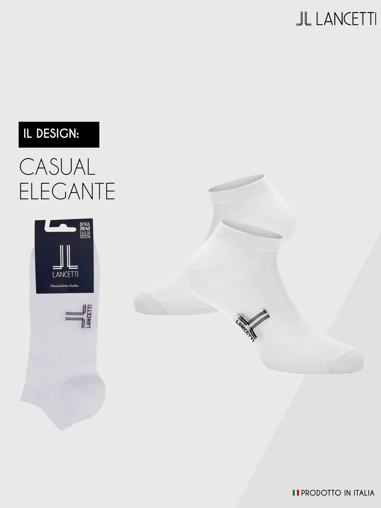 LANCETTI - 6 Paia Calzini Corti Sneaker per Uomo o Donna, Fantasmini in Cotone Filo di Scozia