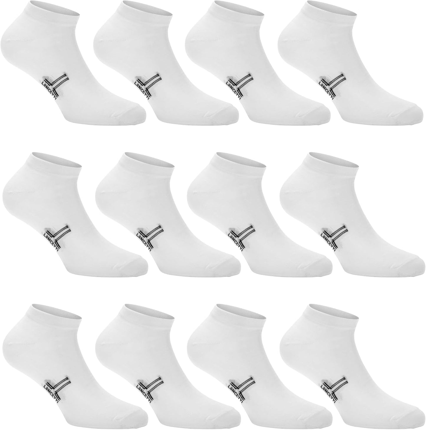 LANCETTI - 12 Paia Calzini Corti Sneaker per Uomo o Donna, Fantasmini in Cotone Filo di Scozia