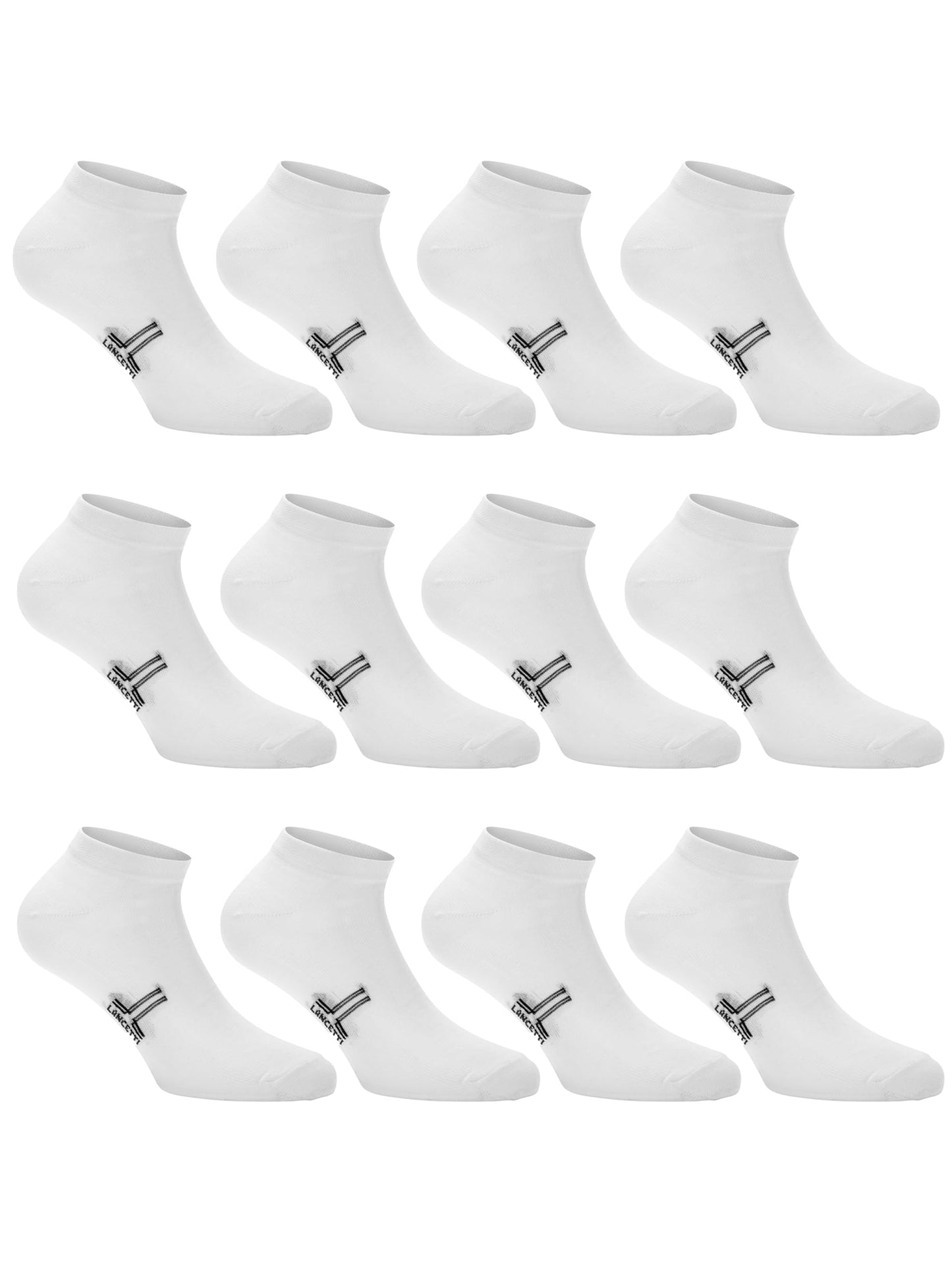 LANCETTI - 12 Paia Calzini Corti Sneaker per Uomo o Donna, Fantasmini in Cotone Filo di Scozia