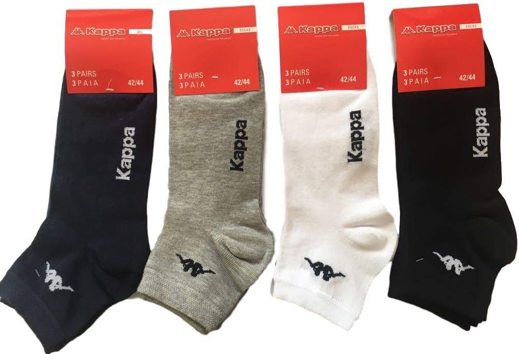 Kappa CONF. 6 PAIA CALZINO CORTO ALLA CAVIGLIA UNISEX - art. K004 in cotone, Nero, 45/47 - Home Shopping Italia