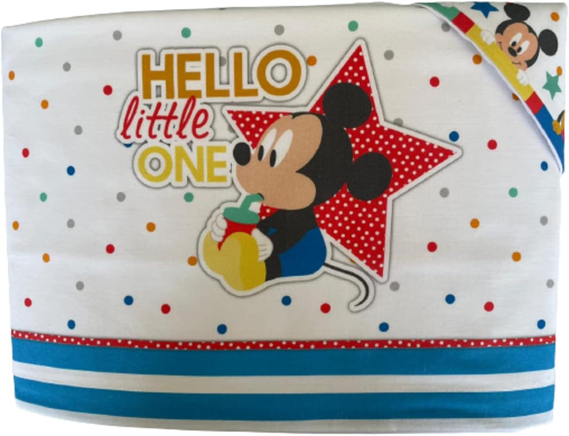 Set 3 pezzi letto al 100% in cotone Topolino baby e Topolino varie fantasie (Topolino Baby (Azzurro))