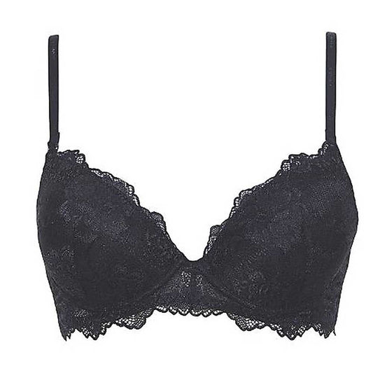 LORMAR Reggiseno Push Up Desiderio in Pizzo Senza Ferretto con Coppe Graduate a Scollatura Profonda - Coppa B Disponibile nei Colori Bianco, Nero e Noisette - Home Shopping Italia