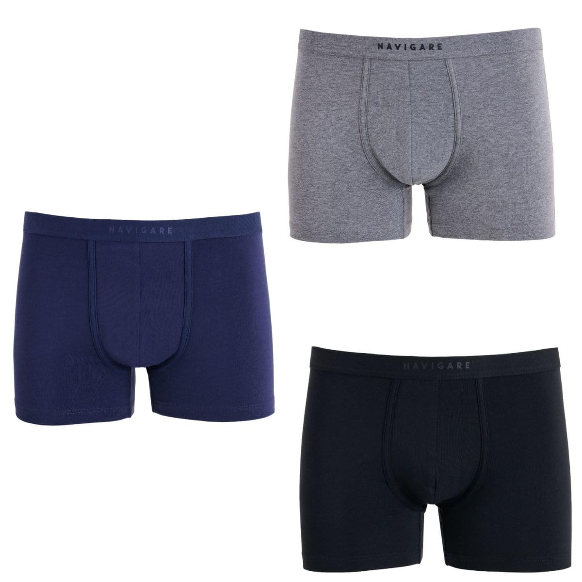 Navigare - Boxer Uomo 101T 3 Pezzi – Cotone Elasticizzato Traspirante, vestibilità Aderente e Morbida, Elastico Comfort in Vita, Uso Quotidiano, Lavabili in Lavatrice – Bianco, Nero o Assortito - Home Shopping Italia