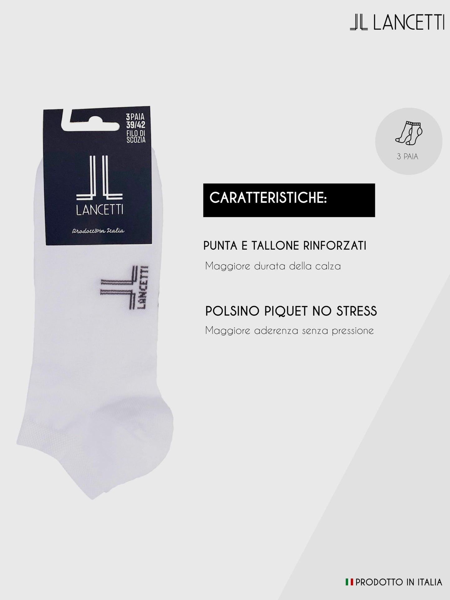 LANCETTI - 6 Paia Calzini Corti Sneaker per Uomo o Donna, Fantasmini in Cotone Filo di Scozia