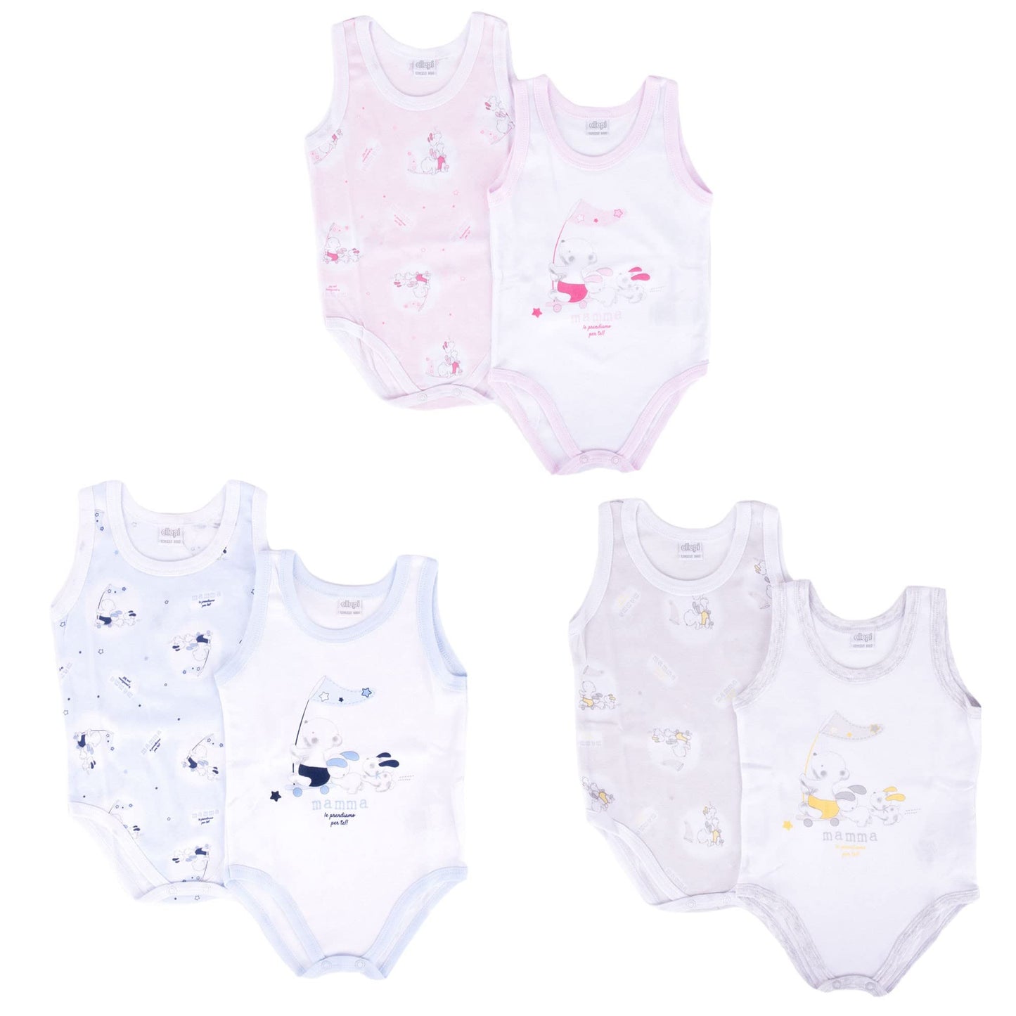 6 body da neonato neonata rosa celeste spalla larga mezza manica caldo cotone o cotone