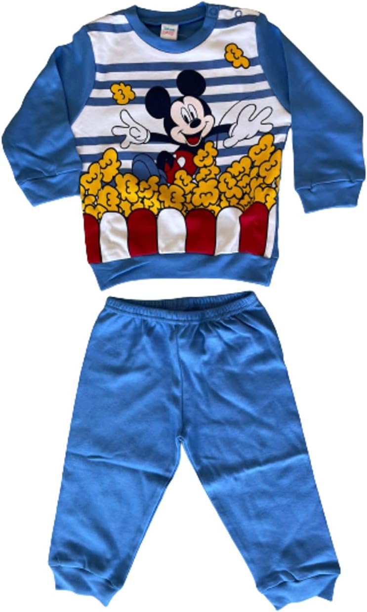 Pigiama Topolino Mickey Lungo Cotone Interlock Neonato - Disney Baby (Art. Wi 4138 (Bianco - Avio), 24 Mesi) - Home Shopping Italia