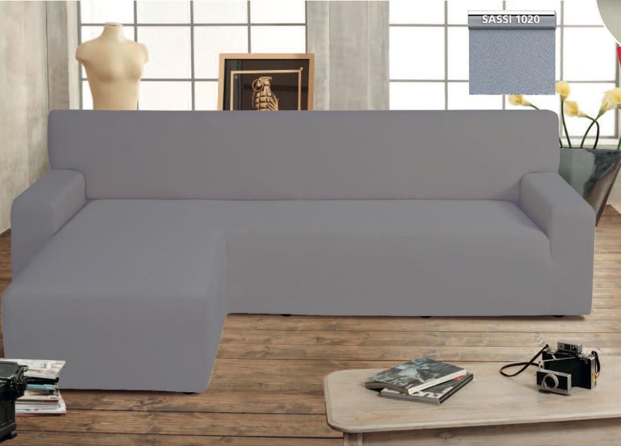 Copridivano Salvadivano Genius con Penisola Chaise Longue Modello Swing Grigio Sassi Sinistra Grigio - Home Shopping Italia