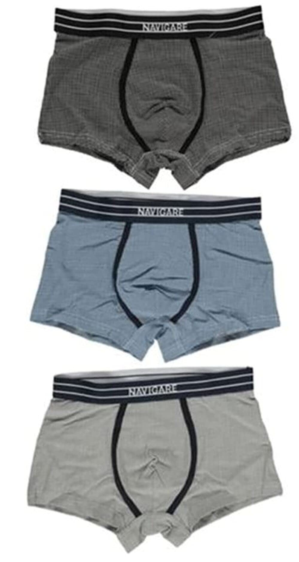 3 Pezzi di Boxer Linea Moda Tinta Unita Fantasia a Righe Forme Geometriche Cotone Elasticizzato Immagine INDICATIVA