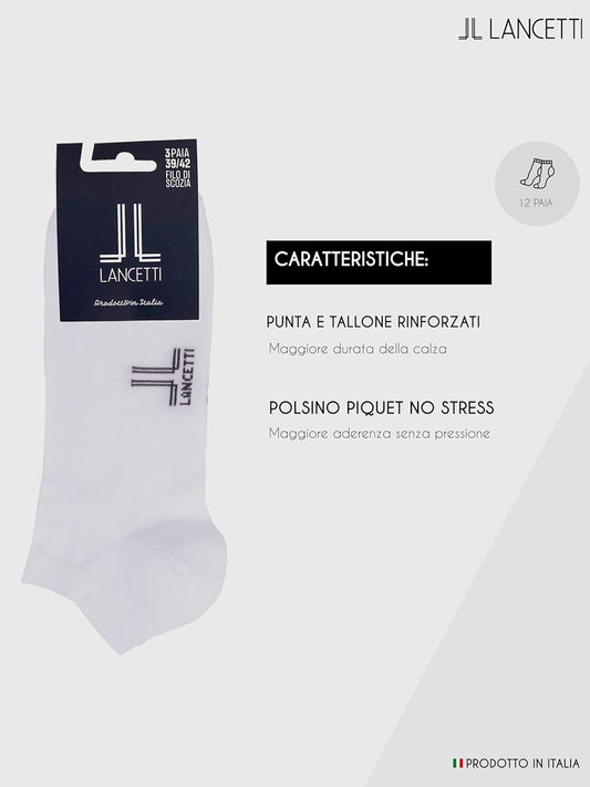 LANCETTI - 12 Paia Calzini Corti Sneaker per Uomo o Donna, Fantasmini in Cotone Filo di Scozia - Home Shopping Italia
