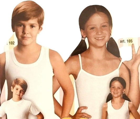 6 Canotte Bimba Spalla Stretta e Larga Bordo Raso Bianco 100% Cotone Art. OP-105/106 - Home Shopping Italia