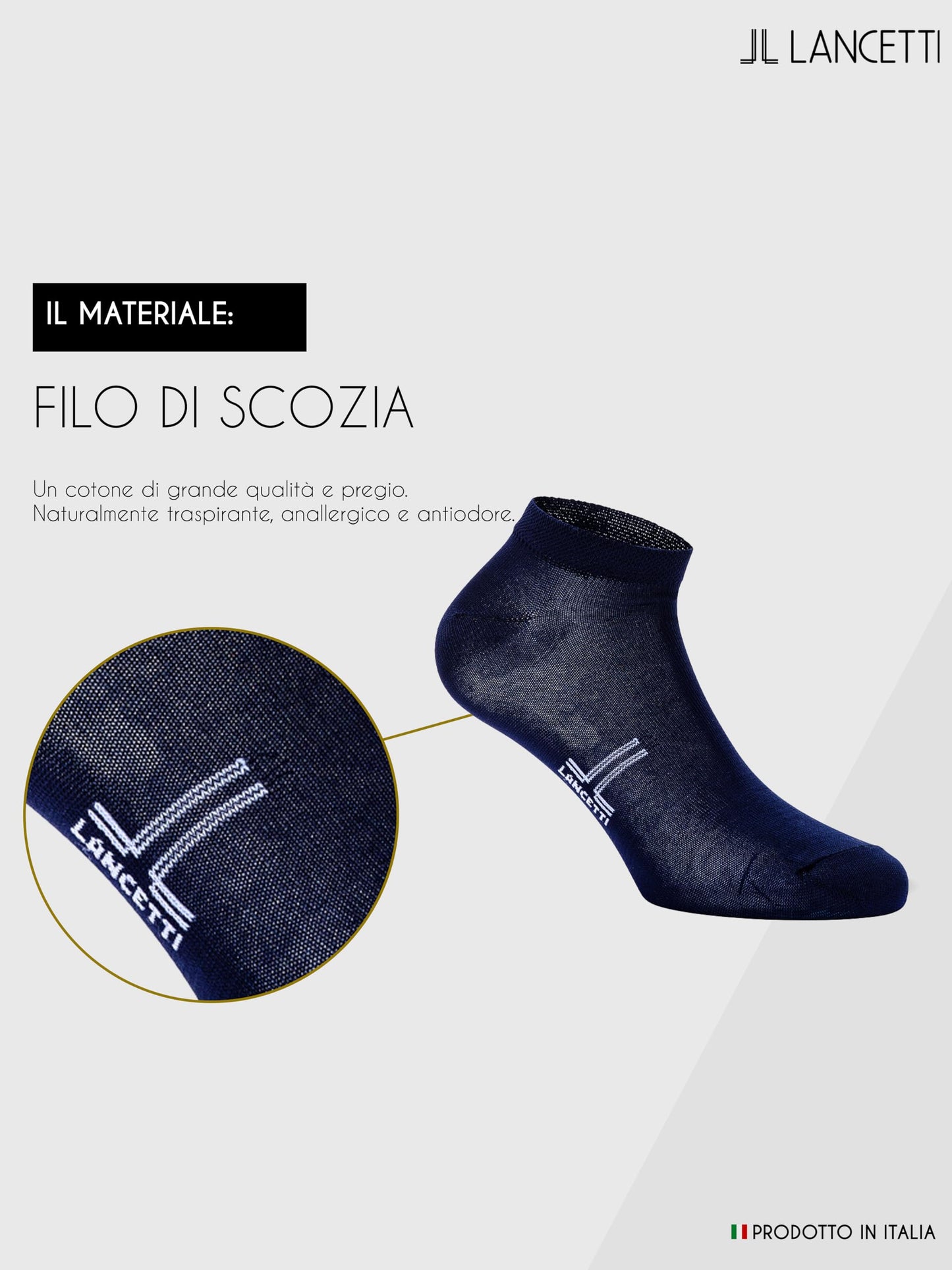 LANCETTI - 6 Paia Calzini Corti Sneaker per Uomo o Donna, Fantasmini in Cotone Filo di Scozia