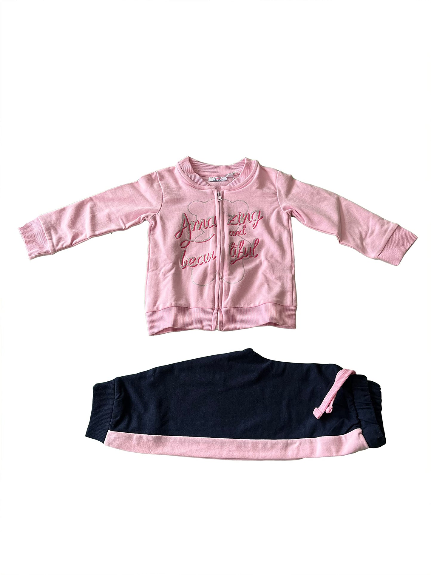 Tuta in felpa di cotone due pezzi neonato neonata - Young stars sportswear Home Shopping Italia
