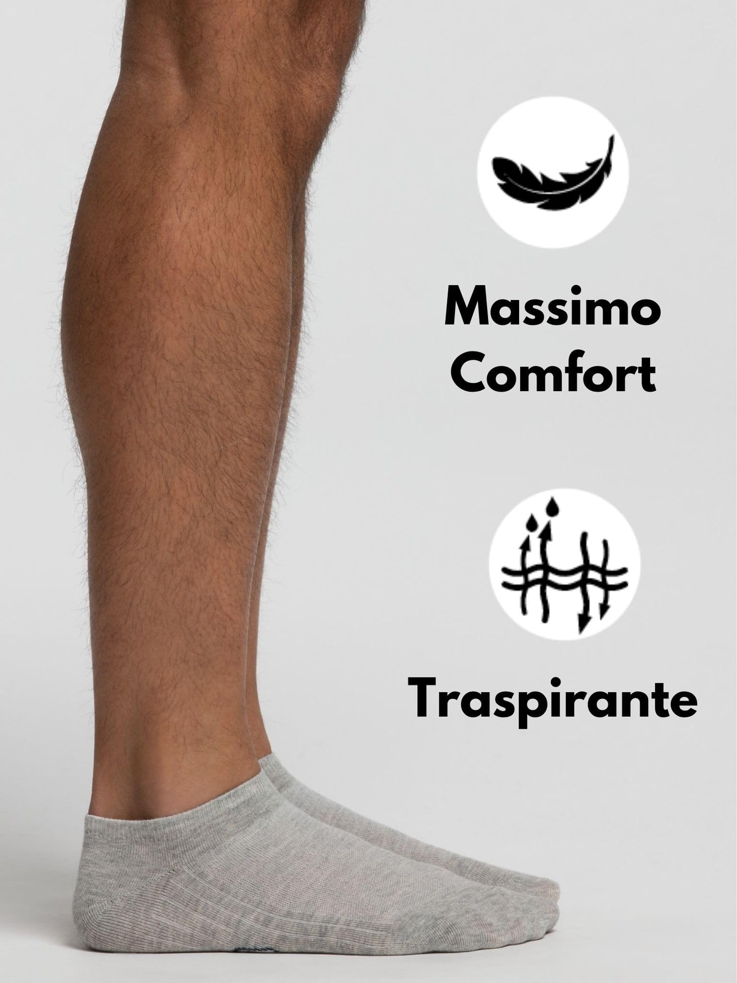 Pompea 3 Paia Calzini Uomo in Cotone, Calze Corte alla Caviglia con Punta e Tallone Rinforzati