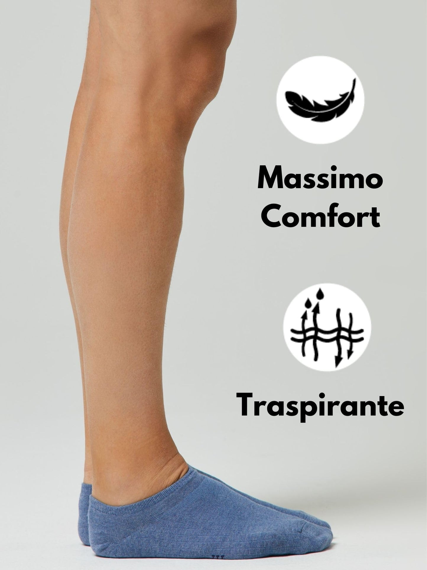 Pompea 3 Paia Calzini Uomo in Cotone, Calze Corte alla Caviglia con Punta e Tallone Rinforzati