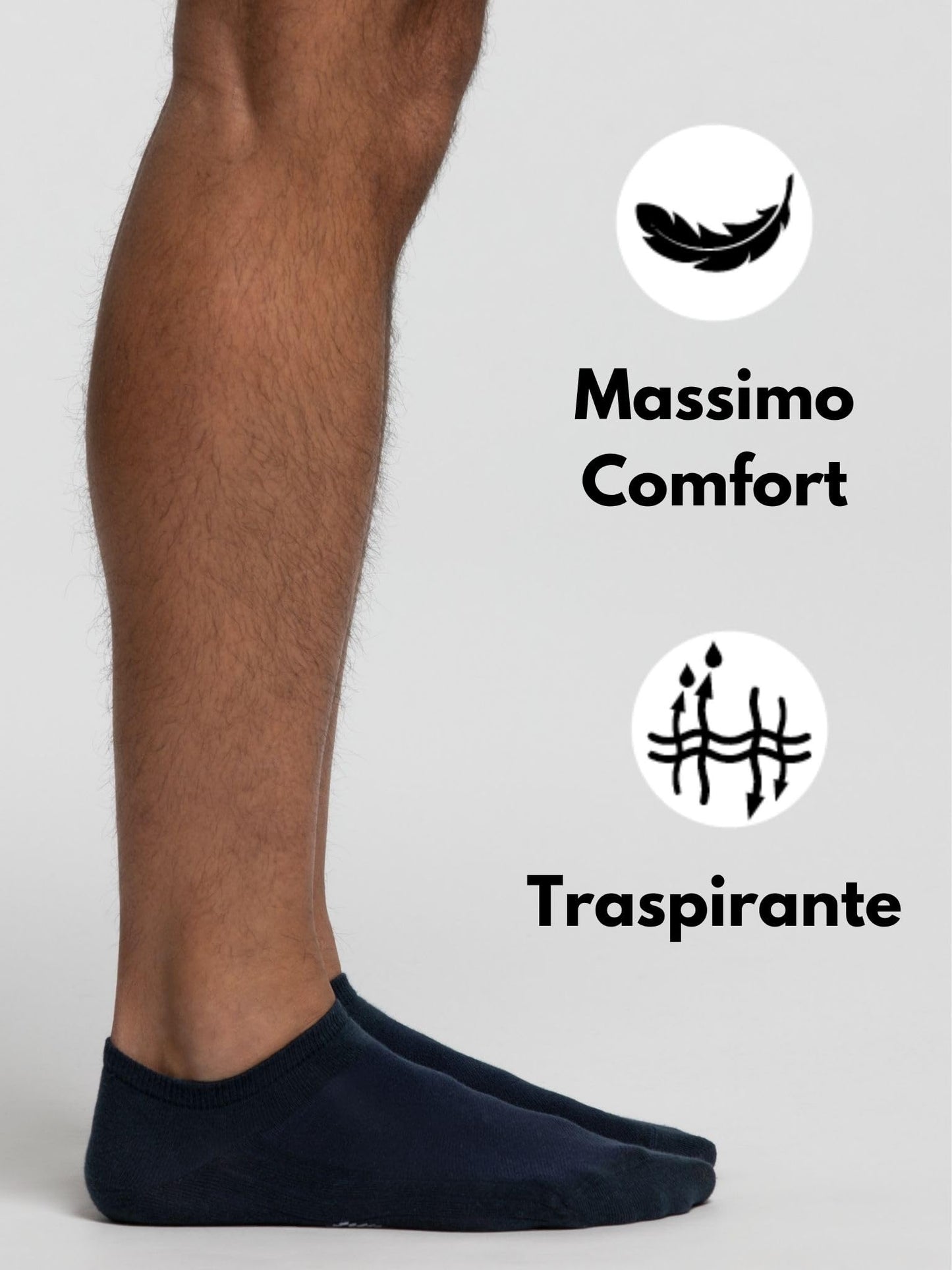 Pompea 3 Paia Calzini Uomo in Cotone, Calze Corte alla Caviglia con Punta e Tallone Rinforzati