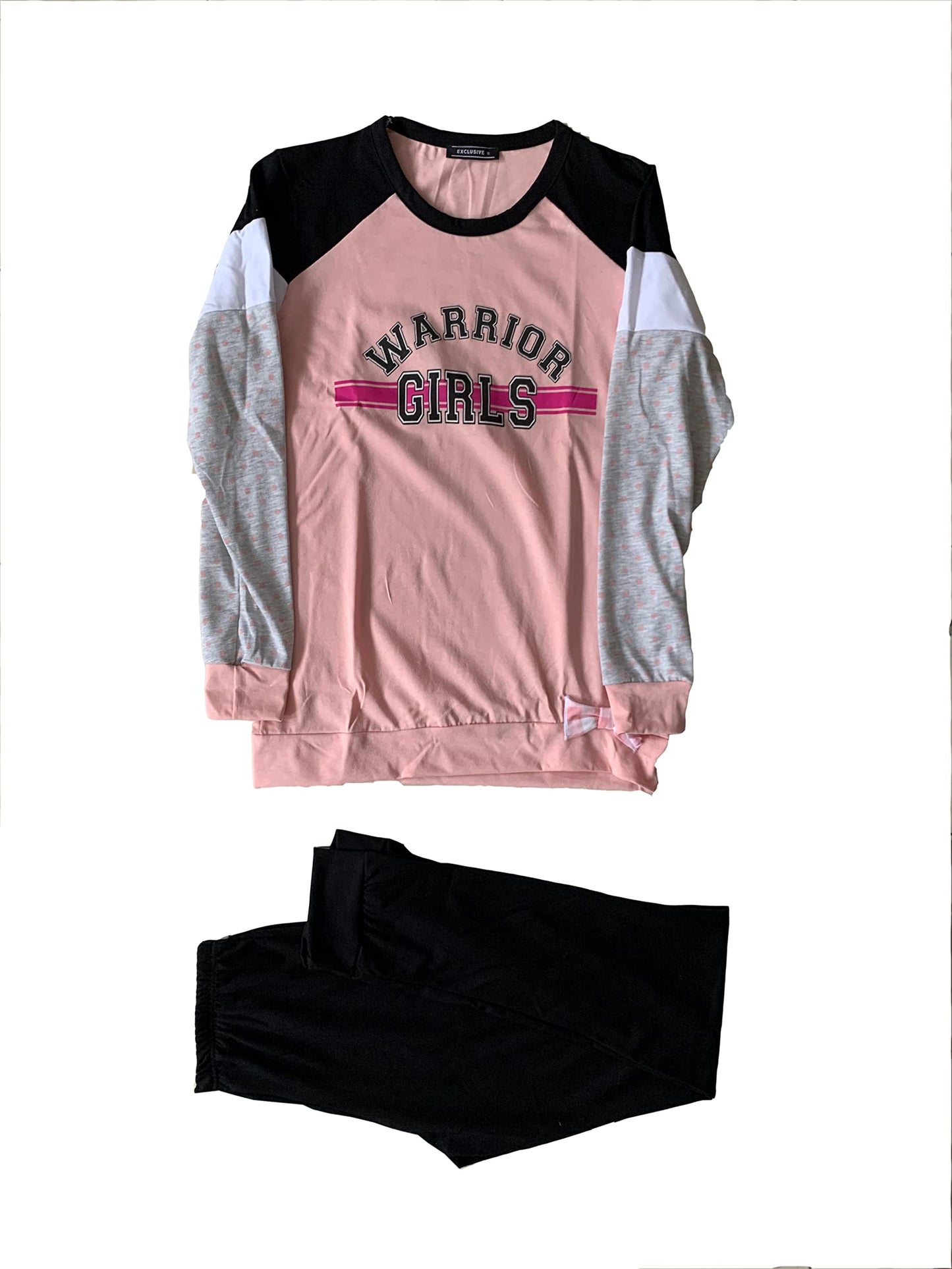 Generic Pigiama da donna lungo in cotone due pezzi vari modelli e taglie rosa grigio - Exclusive