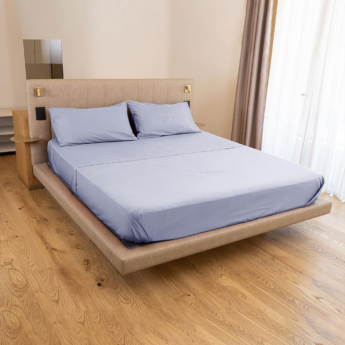 Intrecci Home Completo Lenzuola Matrimoniale, Set Lenzuola in Puro Cotone, Lenzuolo sopra 260x300cm + Lenzuolo sotto 180x200+30cm + 2 federe 52x82cm, Made in Italy, Elegante, Confortevole, Tinta Unita Home Shopping Italia