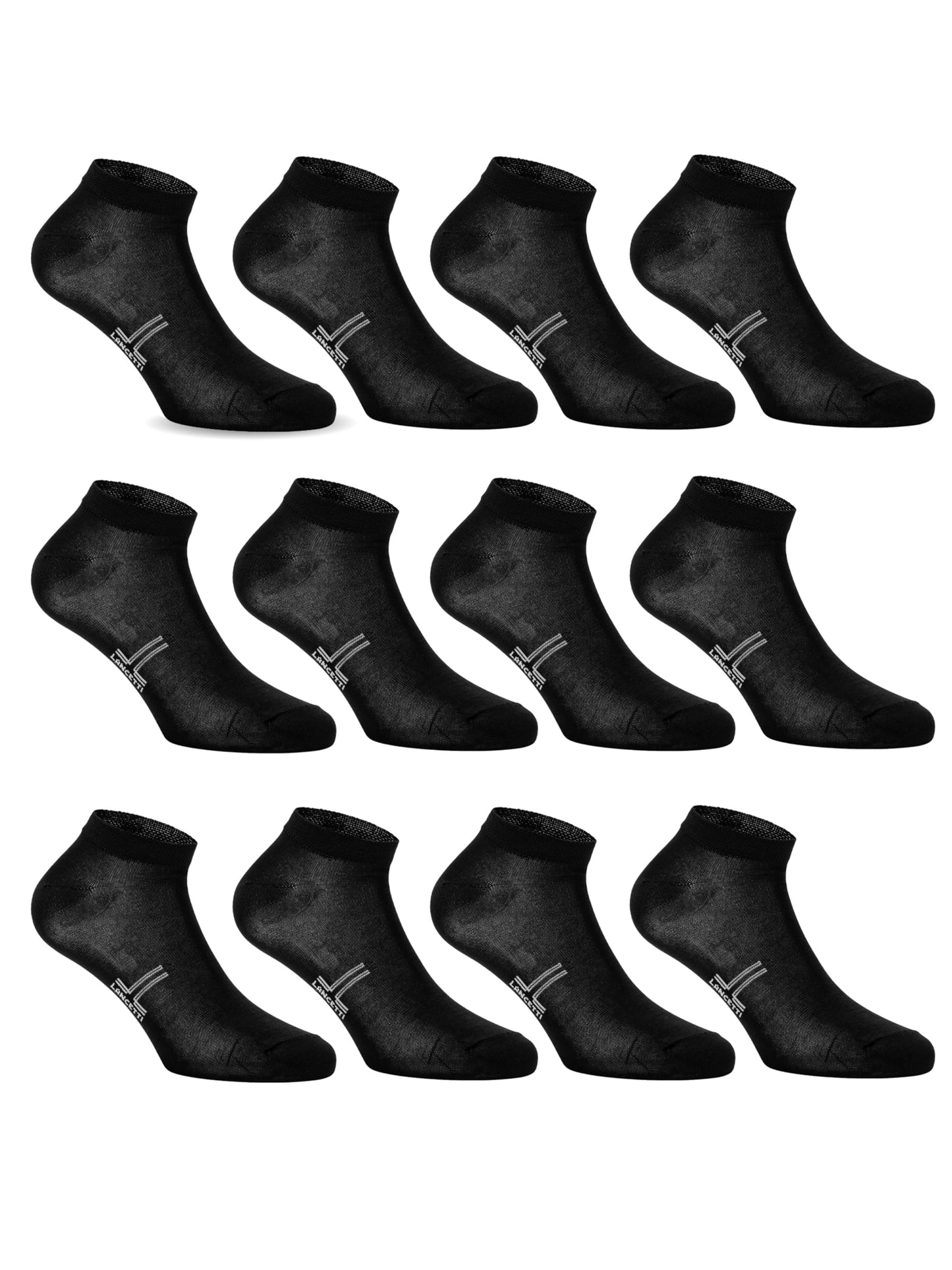 LANCETTI - 12 Paia Calzini Corti Sneaker per Uomo o Donna, Fantasmini in Cotone Filo di Scozia