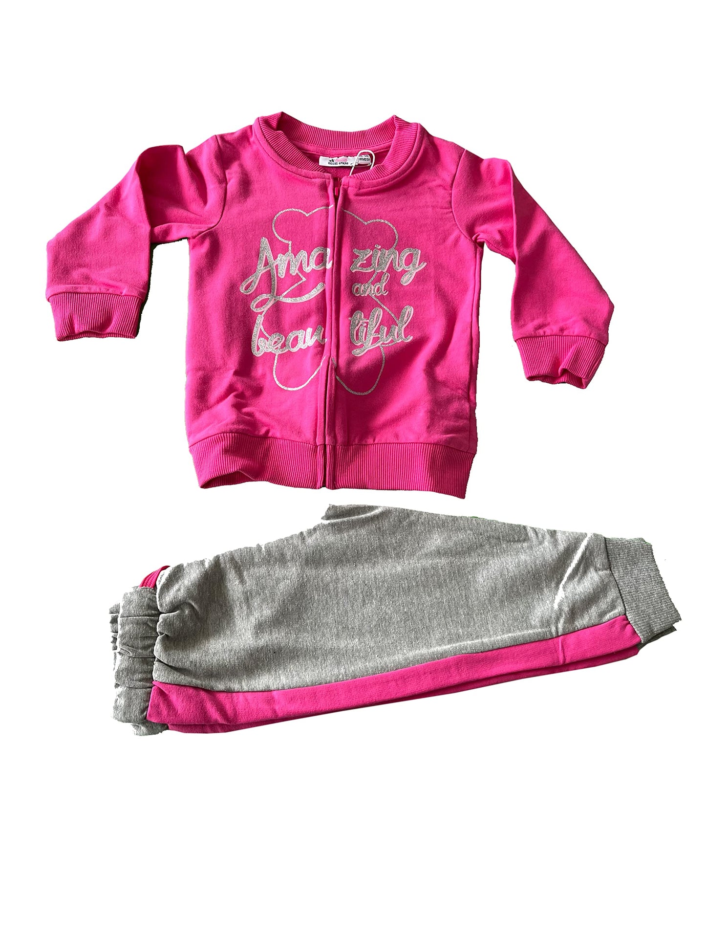 Tuta in felpa di cotone due pezzi neonato neonata - Young stars sportswear Home Shopping Italia
