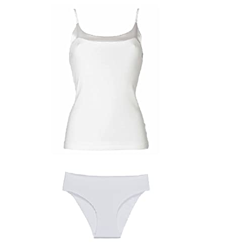 Coordinato da donna slip + canotta spalla larga/stretta varie taglie colore bianco