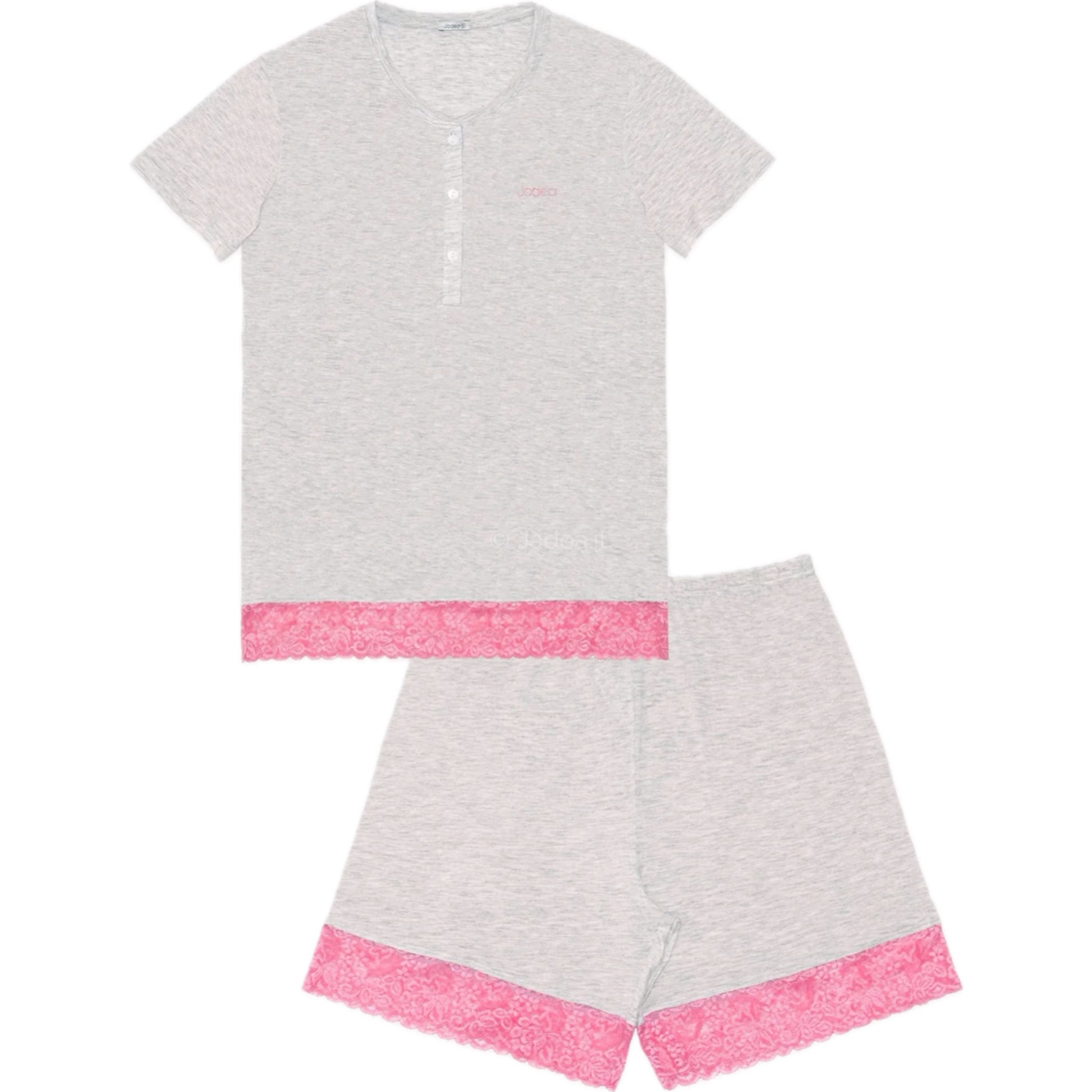Jadea Pigiama Donna Corto, Set 2 Pezzi in Modal e Cotone con Pizzo, T-Shirt e Pantaloncini - Home Shopping Italia 