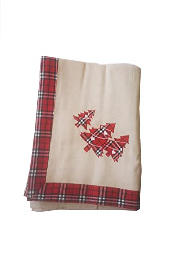 PREZIOSA HOME Servizio tavola Natalizio tovaglia Natale 12 tovaglioli tavola x 12 Persone tovaglia Rossa (Albero)