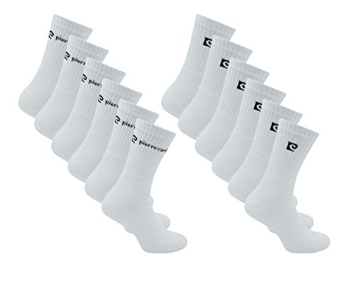 Pierre Cardin 6 paia calzini tennis spugna calza corta (39/42, bianco)