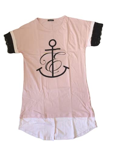 Exclusive Camicia da Notte Donna Cotone con Inserti in Pizzo Art. P1310