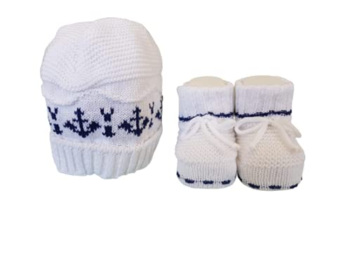 Cotone Set Scarpine + cappellino neonato e neonata ricamato - La Rocca
