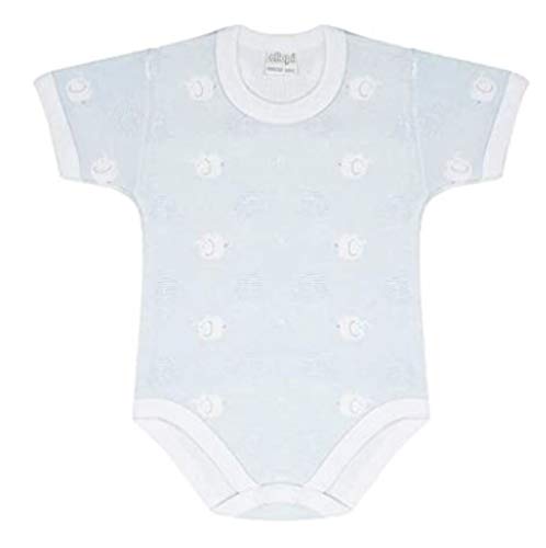 Ellepi (2pz) Body in Cotone Leggero Manica Corta Baby (Fantasia variabile) (6 Mesi, Azzurro)