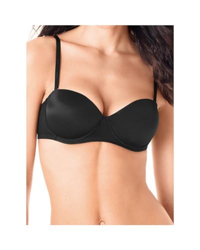 LORMAR Reggiseno Donna A Fascia con Spalline Removibili E Ferretto Colore Nero TG 1-XS