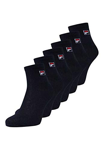 Fila CALZINI SNEAKERS OFFERTA 6 E 12 PEZZI, COTONE MERCERIZZATO LEGGERI, CALZA UNISEX, CALZE SPORTIVE F1763 (6 PEZZI NERO, 43-46)