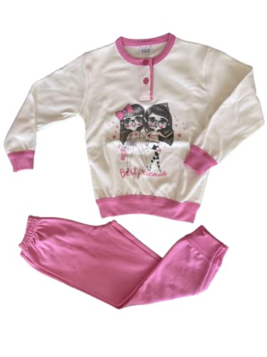 Pigiama Serafino Lungo Due Pezzi Caldo Cotone Interlock Bambina e Ragazza Varie Fantasie - Home Shopping Italia 