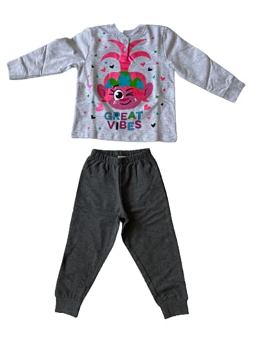 Sabor Pigiama Lungo Due Pezzi in Caldo Cotone Felpato Bambina e Ragazza Art. A5886 - Trolls