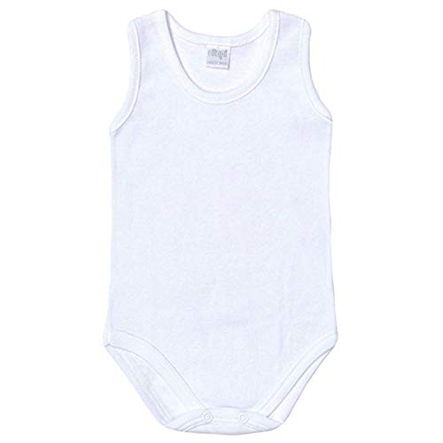 Ellepi 6 Body Bimbo in Puro Cotone Anallergico con Cuciture Comfort Colore Bianco Senza Maniche. Taglia 6 Mesi