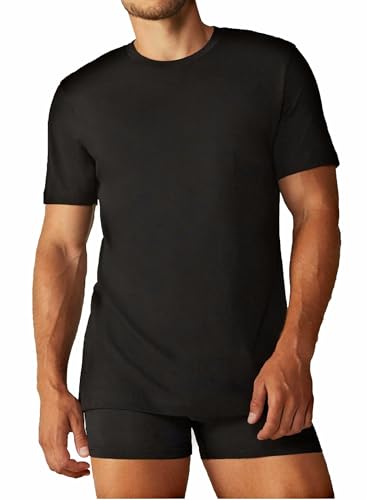 LIABEL Maglietta Intima Uomo Felpata 3-6 Pezzi Girocollo Maglia Uomo in Caldo Cotone 2828 (3 Pezzi Nero, M) - Home Shopping Italia 